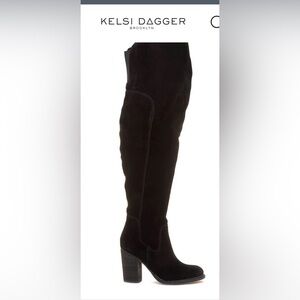 Kelsi Dagger Black Over the Knee Boots